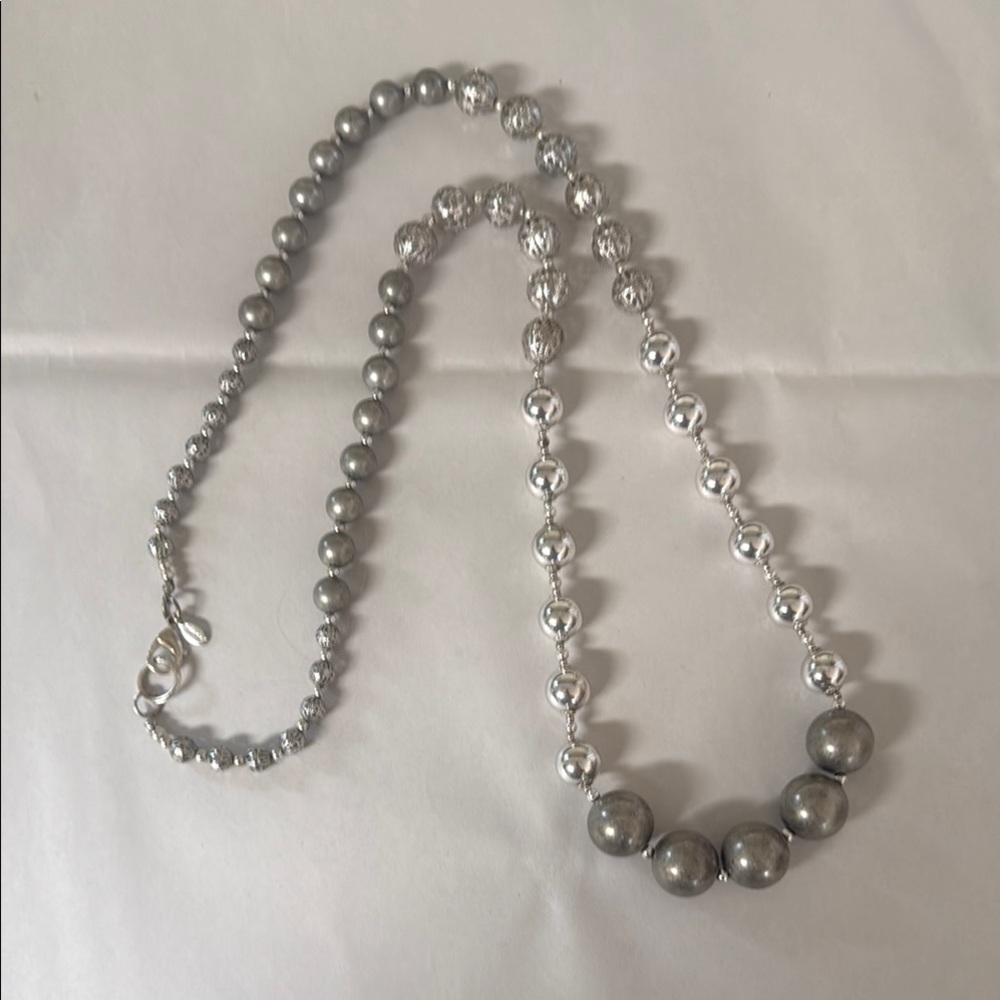 Chico's Silver Graduated Bead Necklace